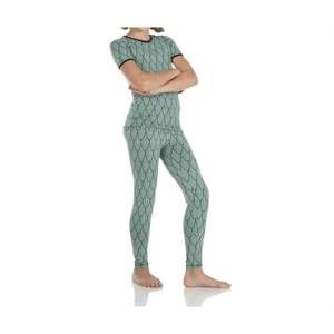 NEW KICKEE kids' bamboo print short sleeve pajama set in midnight feathers